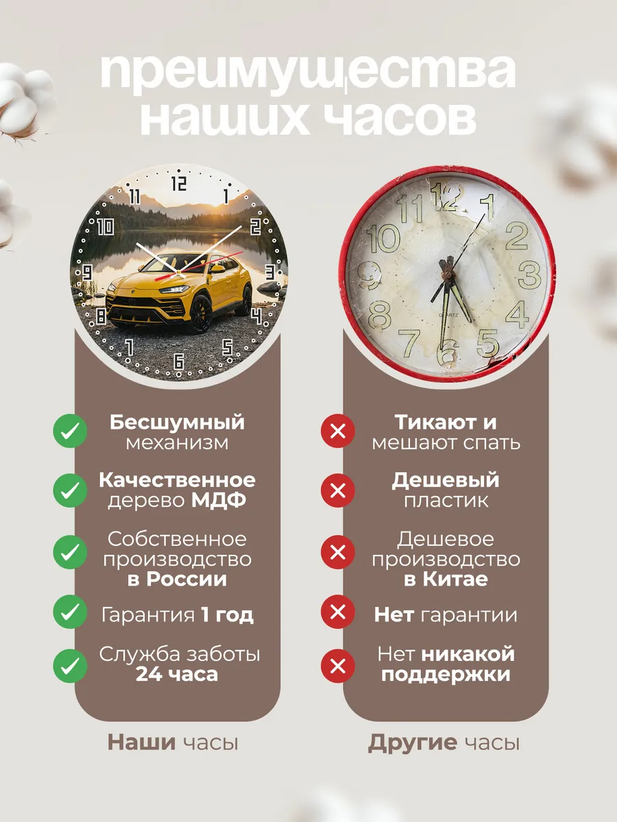 Часы настенные бесшумные Ламборгини Урус 33 см — фото 10