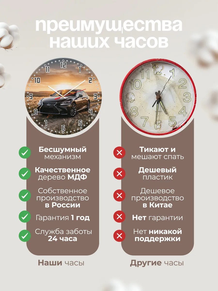Часы настенные бесшумные Лексус LS флагман 33 см — фото 10