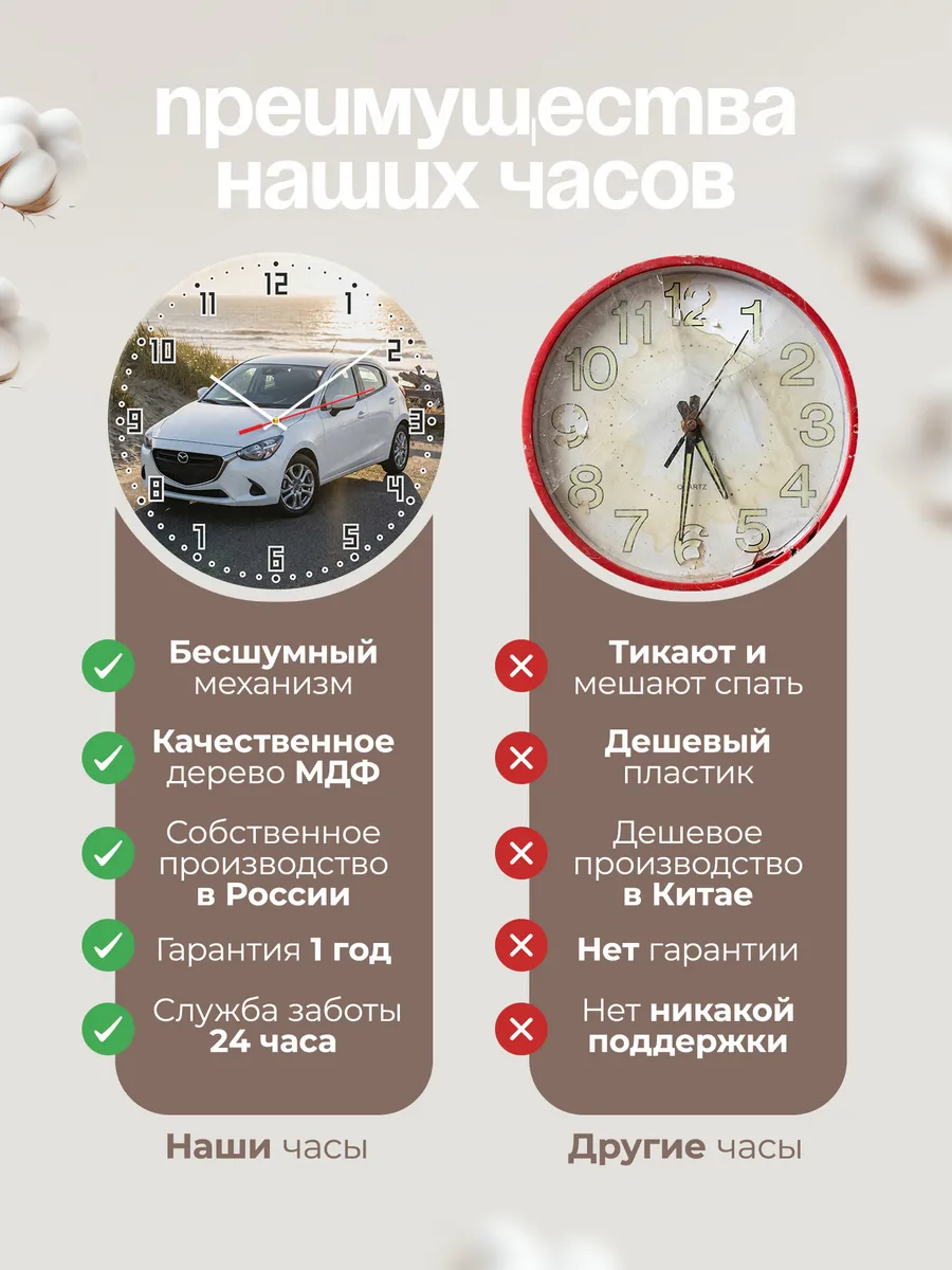Часы настенные бесшумные Мазда 3 33 см — фото 10