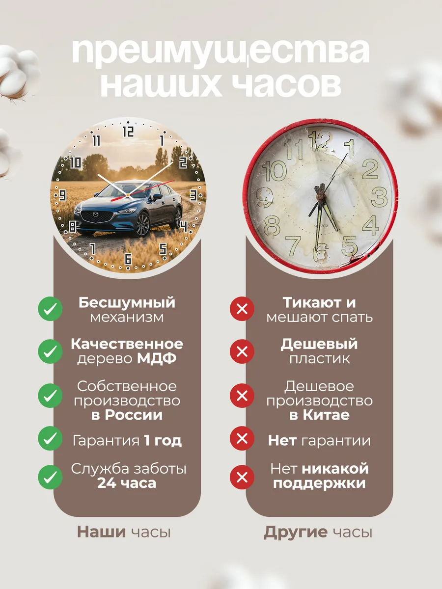 Часы настенные бесшумные Мазда 6 седан 33 см — фото 10
