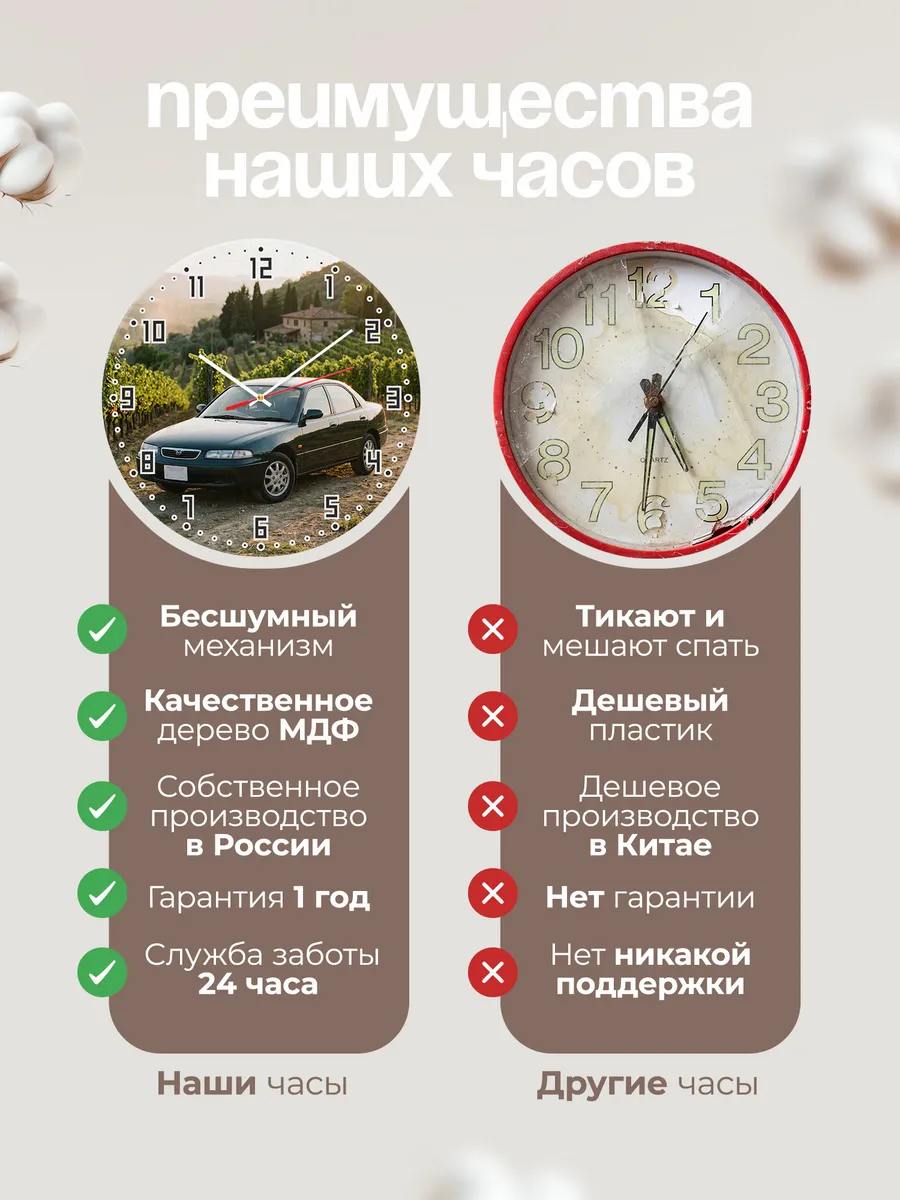 Часы настенные бесшумные Мазда 626 33 см — фото 10