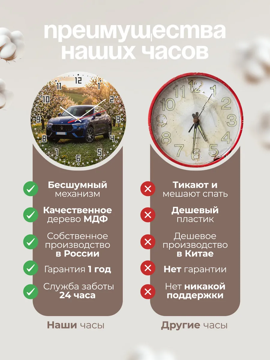 Часы настенные бесшумные Мазерати Грекале 33 см — фото 10
