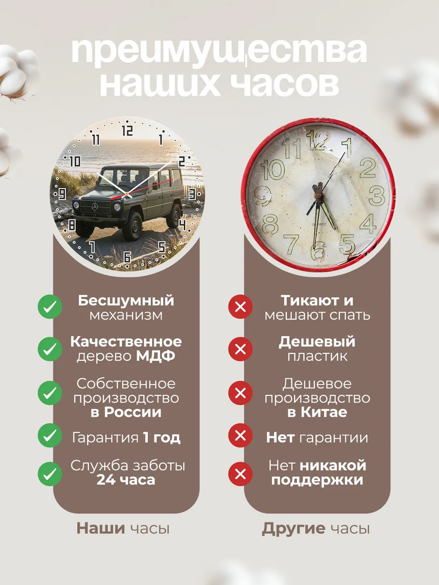 Часы настенные бесшумные Мерседес Гелендваген 33 см — фото 10