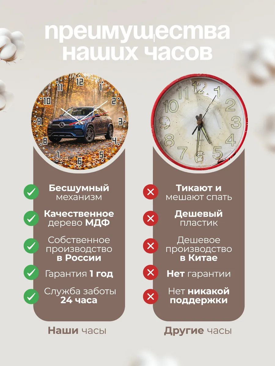 Часы настенные бесшумные Мерседес GLE 33 см — фото 10