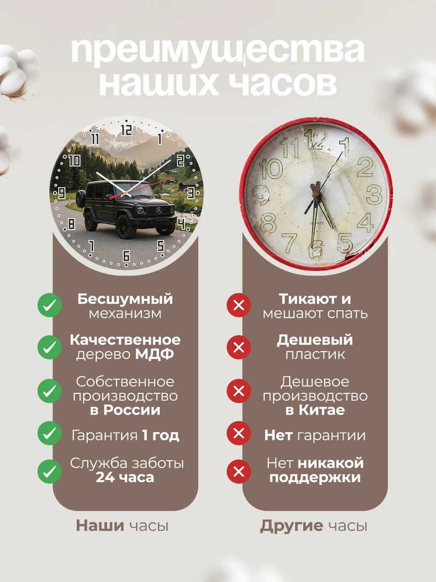 Часы настенные бесшумные Мерседес G класс 33 см — фото 10