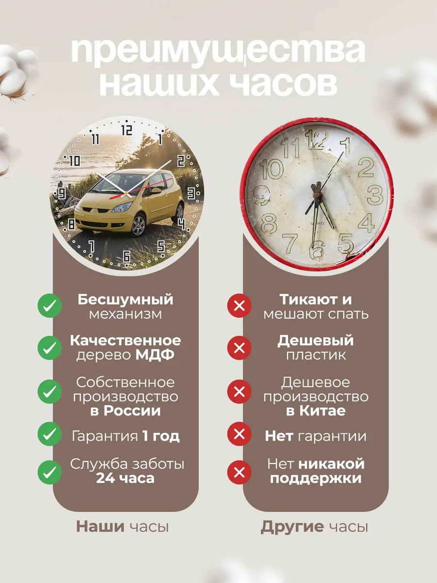 Часы настенные бесшумные Мицубиси Кольт 33 см — фото 10
