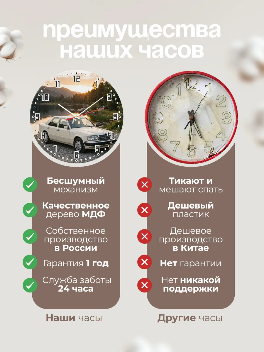 Часы настенные бесшумные Мерседес W124 33 см — фото 10