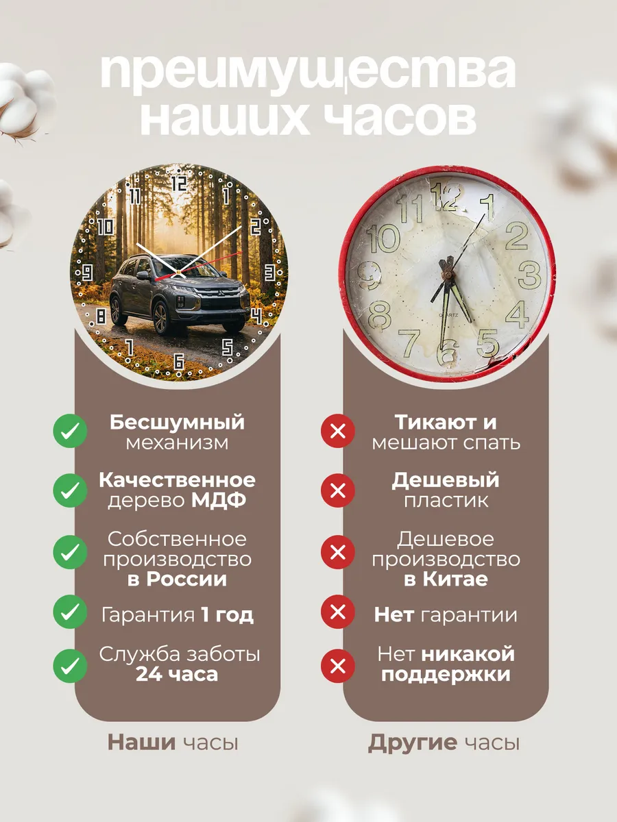 Часы настенные бесшумные Мицубиси Аутлендер 33 см — фото 10