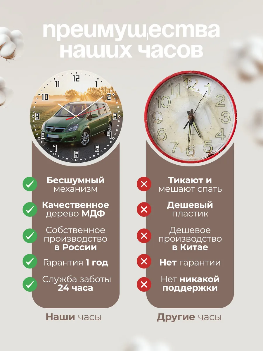 Часы настенные бесшумные Опель Зафира 33 см — фото 10