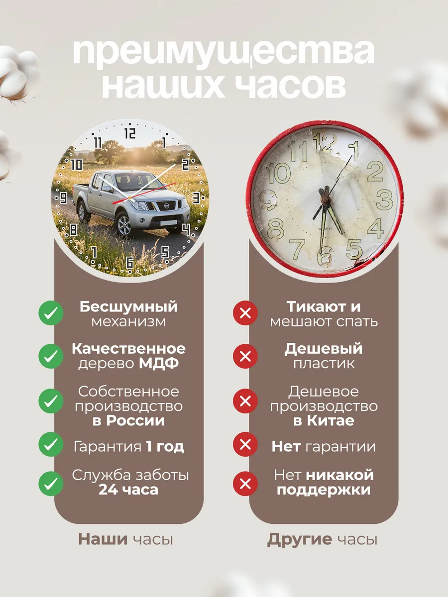 Часы настенные бесшумные Ниссан Навара пикап 33 см — фото 10