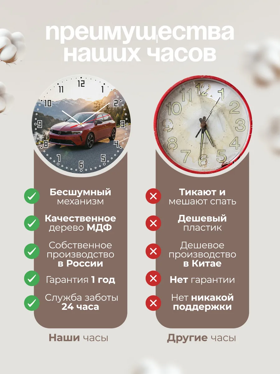 Часы настенные бесшумные Опель Астра 33 см — фото 10