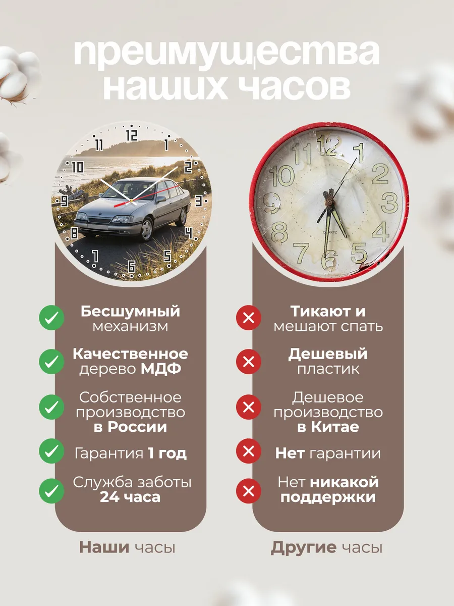 Часы настенные бесшумные Опель Омега 33 см — фото 10