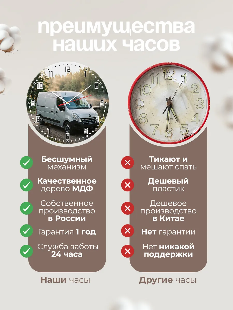 Часы настенные бесшумные Рено Аркана 33 см — фото 10