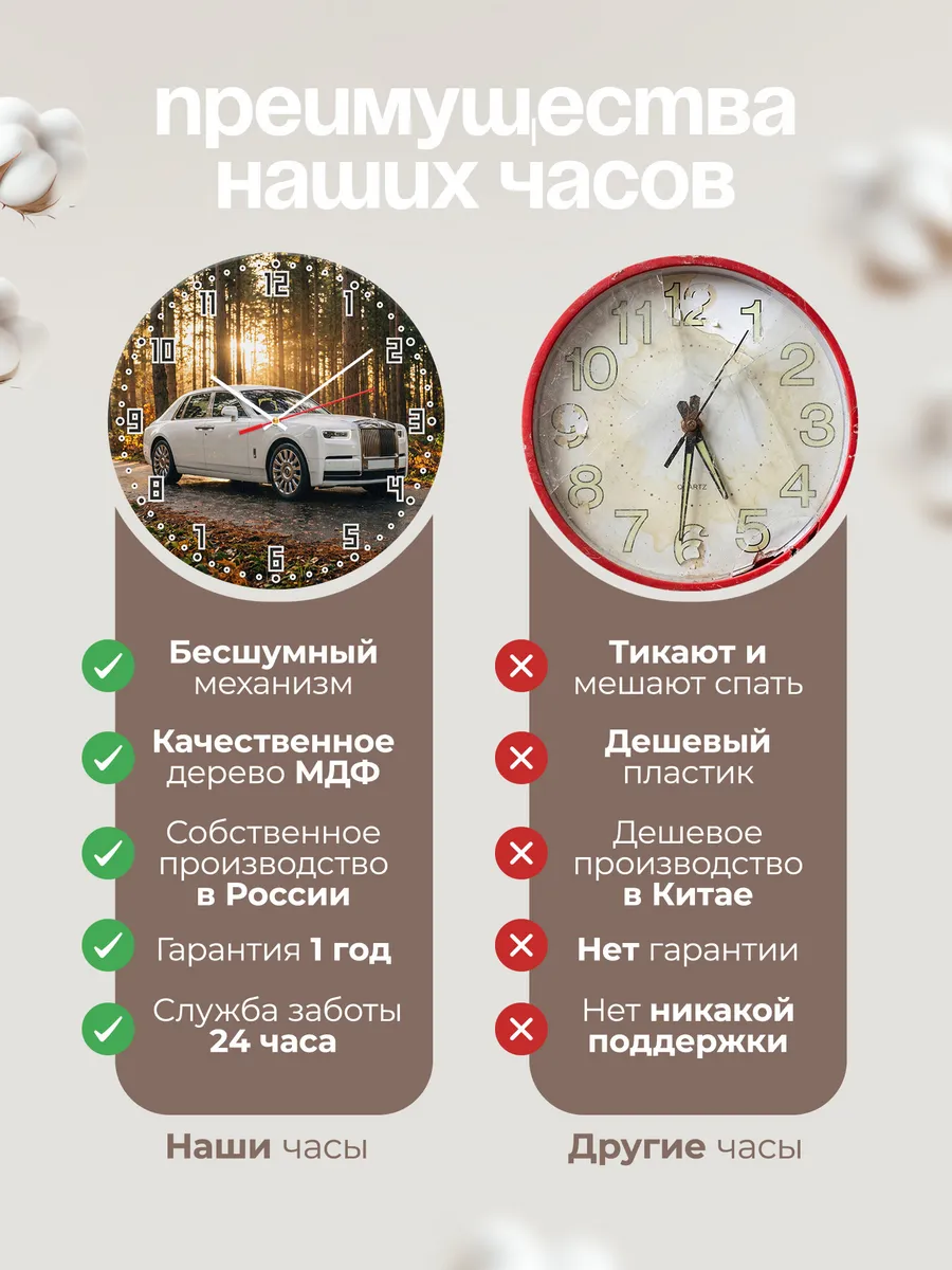 Часы настенные бесшумные Роллс-Ройс Гост 33 см — фото 10