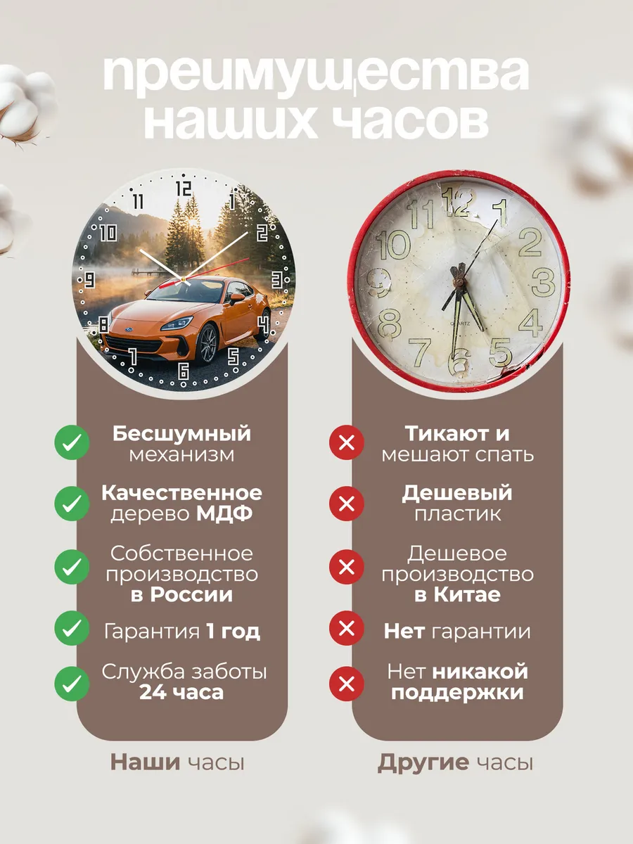 Часы настенные бесшумные Субару BRZ 33 см — фото 10