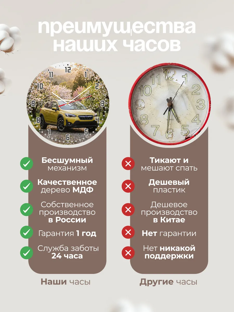 Часы настенные бесшумные Субару XV 33 см — фото 10