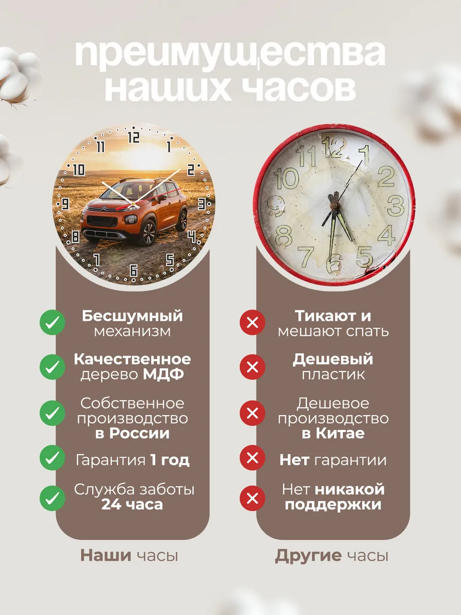 Часы настенные бесшумные Ситроен C5 Эйркросс 33 см — фото 10