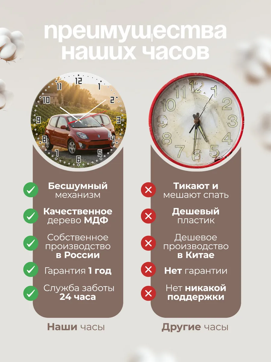 Часы настенные бесшумные Рено Клио 33 см — фото 10