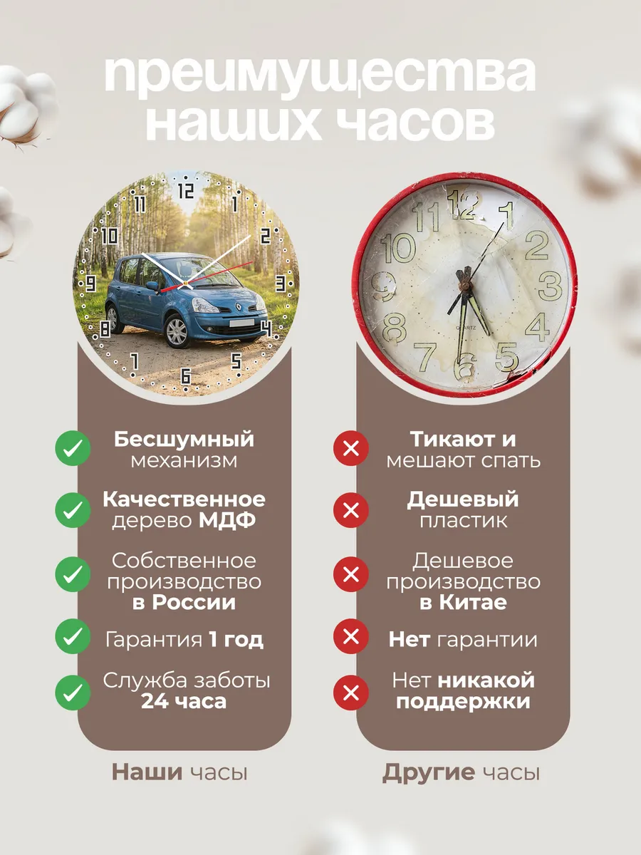 Часы настенные бесшумные Рено Клио городской 33 см — фото 10