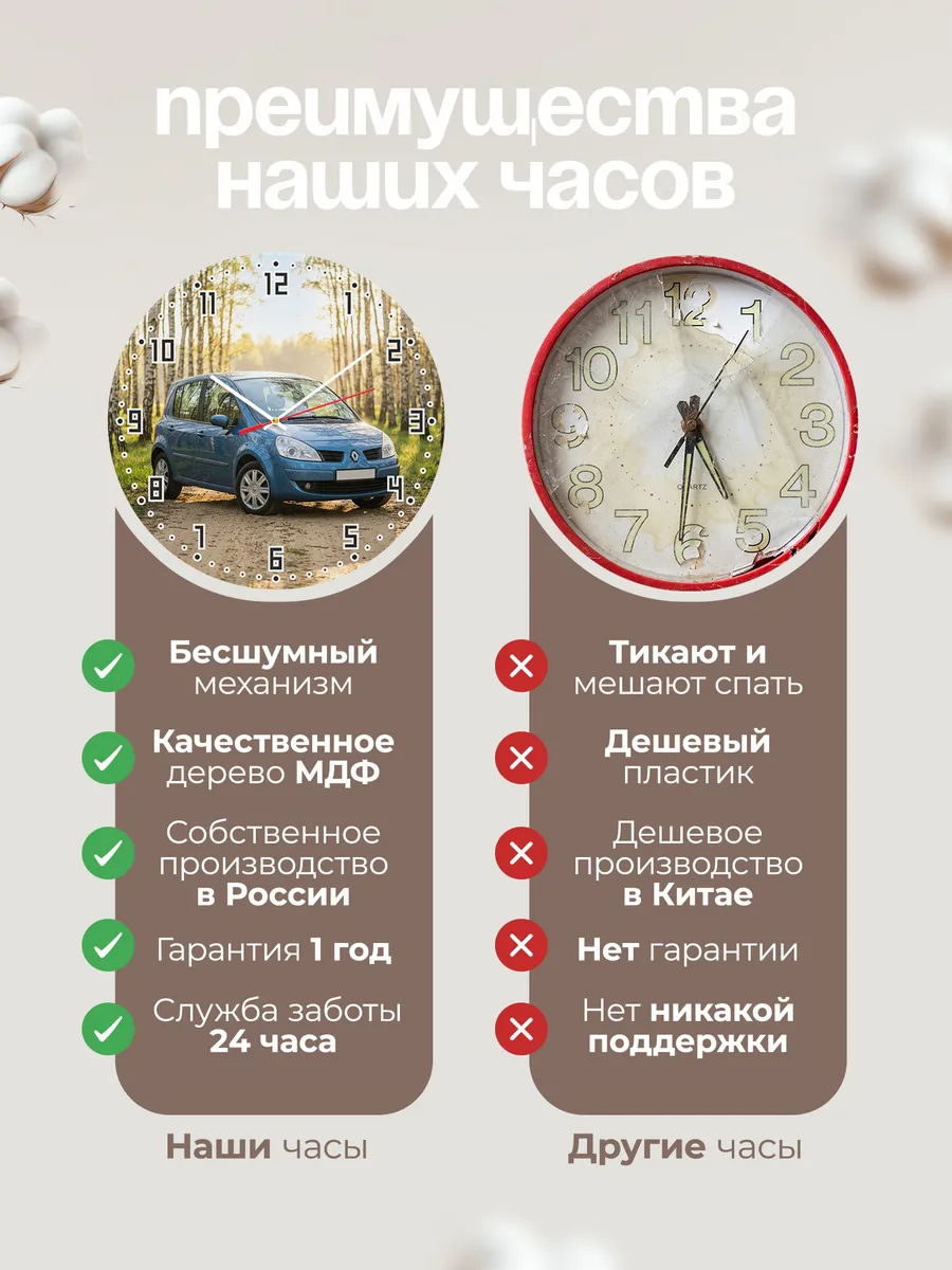 Часы настенные бесшумные Рено Клио хэтчбек 33 см — фото 10