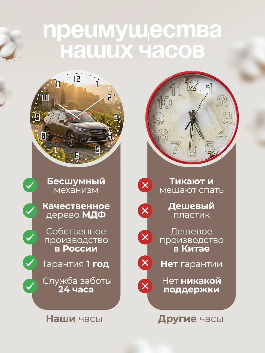 Часы настенные бесшумные Субару Аутбек 33 см — фото 10