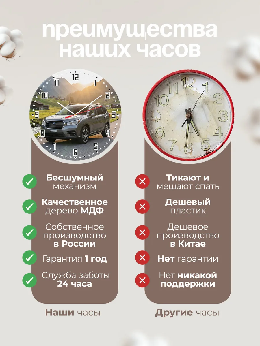 Часы настенные бесшумные Субару Трибека 33 см — фото 10