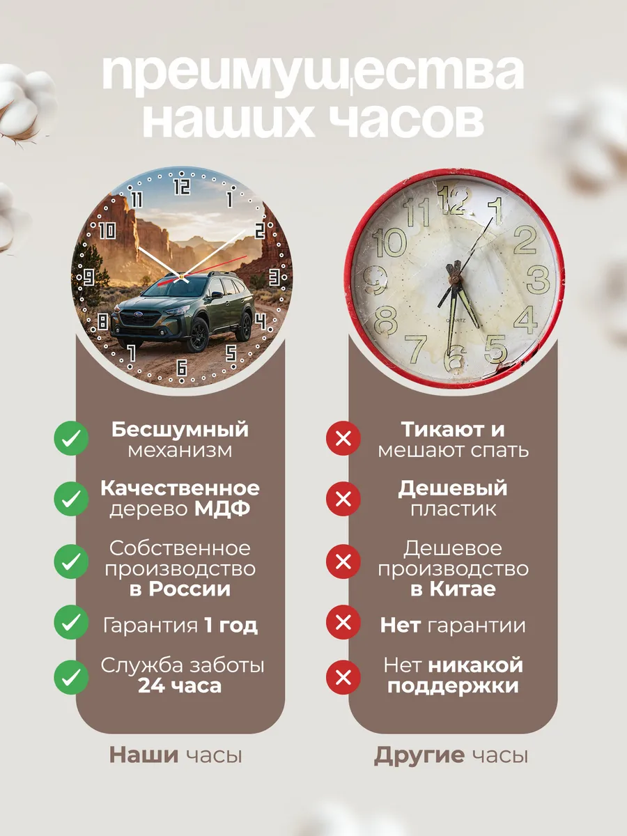 Часы настенные бесшумные Субару Форестер 33 см — фото 10