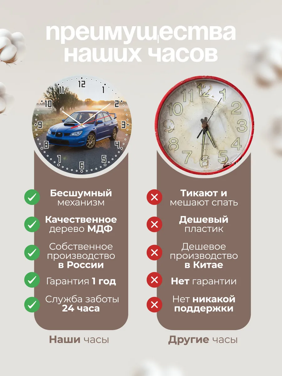 Часы настенные бесшумные Субару Импреза WRX 33 см — фото 10