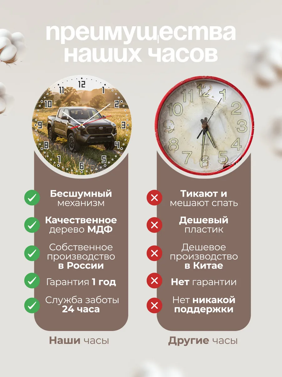 Часы настенные бесшумные Тойота Хайлюкс пикап 33 см — фото 10