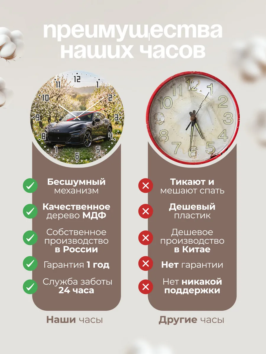 Часы настенные бесшумные Феррари Пурсангуэ 33 см — фото 10