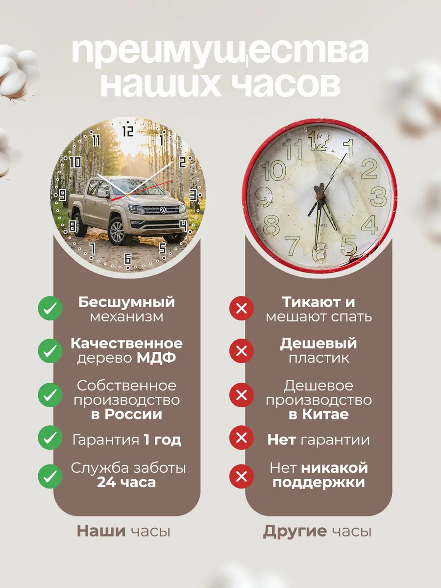 Часы настенные бесшумные Фольксваген Амарок 33 см — фото 10