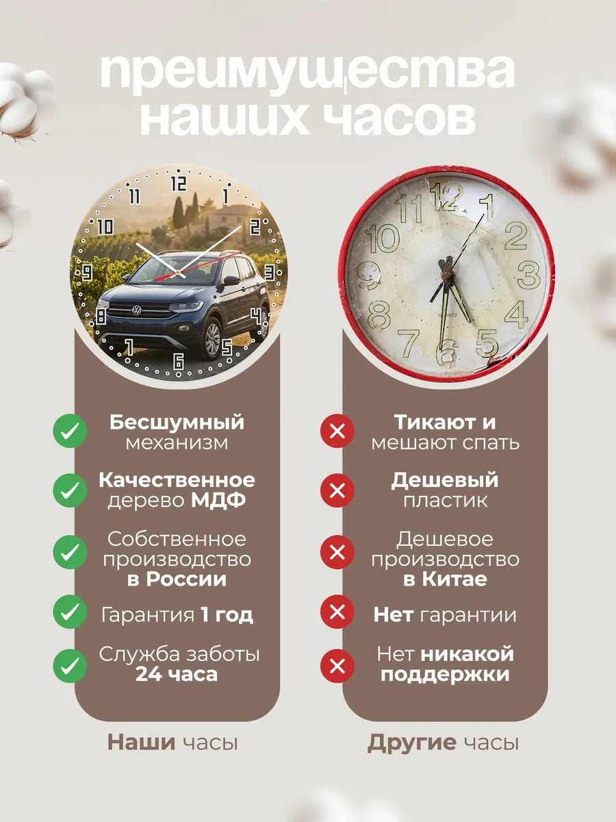 Часы настенные бесшумные Фольксваген Тигуан 33 см — фото 10