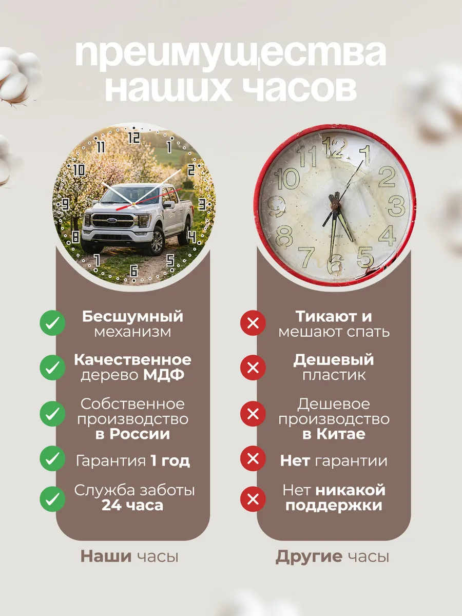 Часы настенные бесшумные Форд F-150 пикап 33 см — фото 10