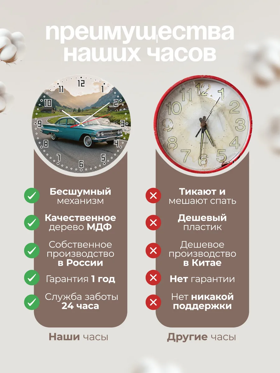 Часы настенные бесшумные Шевроле Импала 33 см — фото 10
