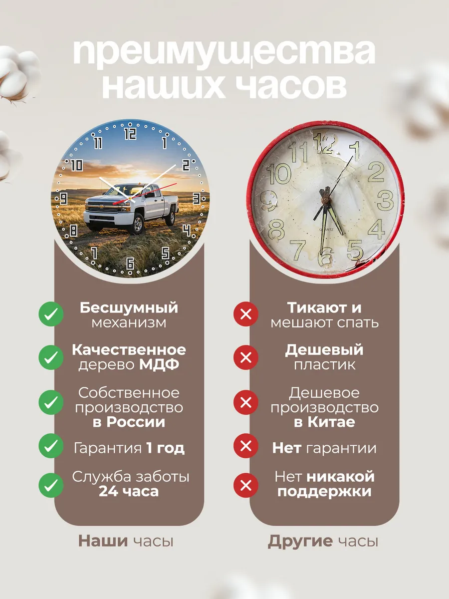 Часы настенные бесшумные Шевроле Сильверадо 33 см — фото 10