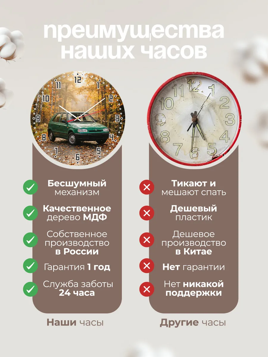Часы настенные бесшумные Шкода Фелиция 33 см — фото 10