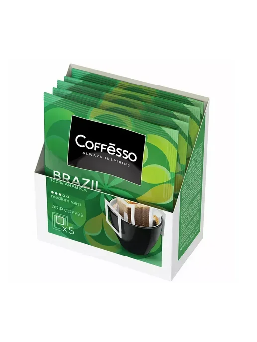 COFFESSO Кофе Brazil Alto в дрип-пакете 5 x 10 г, 5x10, 10 г, фото 2