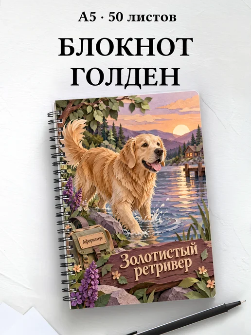 Блокнот Золотистый ретривер с цитатами