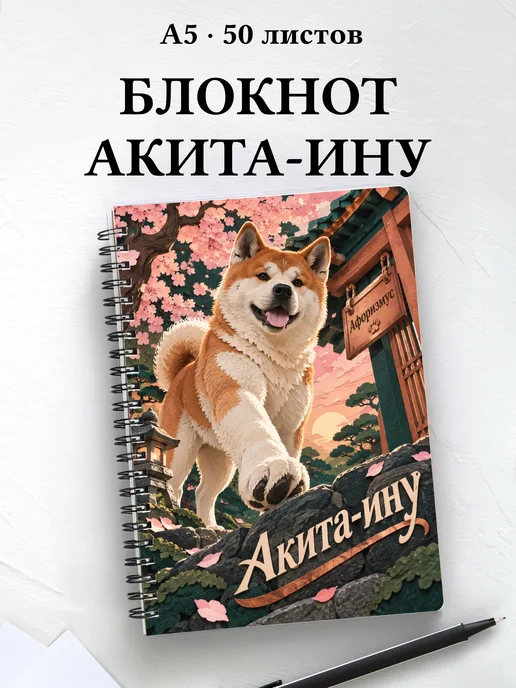Блокнот Акита-ину с цитатами