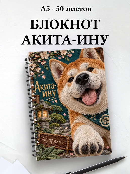 Блокнот Акита-ину с цитатами