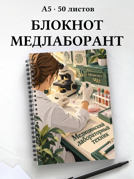 Блокнот медицинского лабораторного техника с цитатами