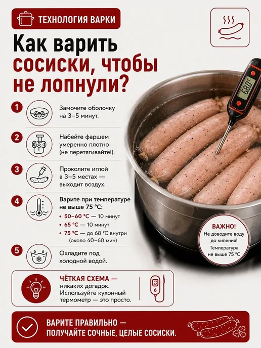 Оболочка для сосисок, для варки,15 м 32 мм в наборе шпагат 1, 15 м, фото 8