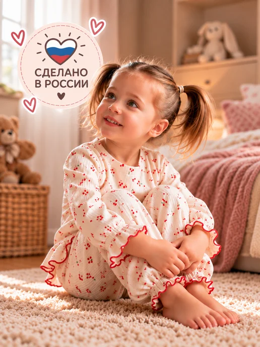 LITTLE SO Пижама для девочки в рубчик, белый, фото 6