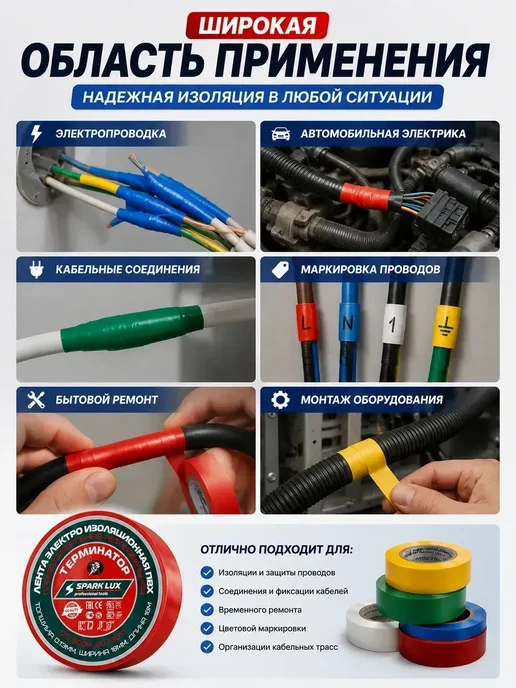 К555 1 Изолента ПВХ 18 мм 18 м электроизоляционная для проводов, 18 м, фото 3