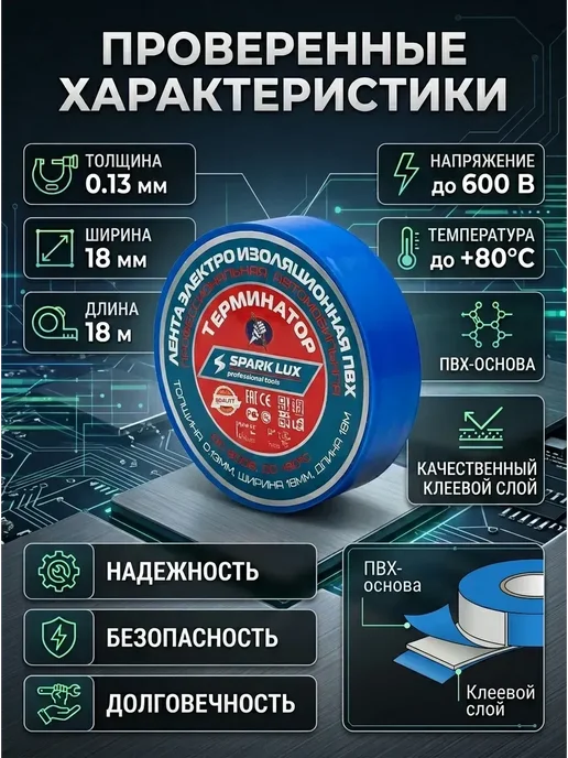 Б32 1 Лента электроизоляционная ПВХ (изолента) 18м, 18 м, фото 5