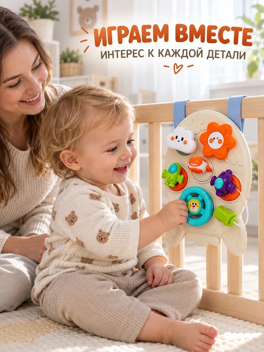 Брендиана Люкс Бизиборд Ракета с рулём, серый, фото 4