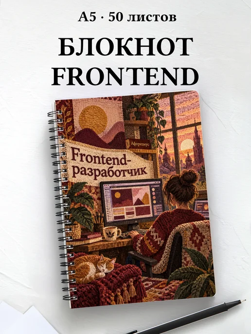Блокнот frontend-разработчика с мотивирующими цитатами