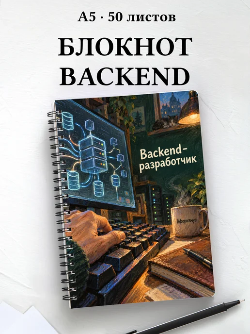 Блокнот backend-разработчика с мотивирующими цитатами