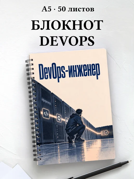 Блокнот DevOps-инженера с мотивирующими цитатами