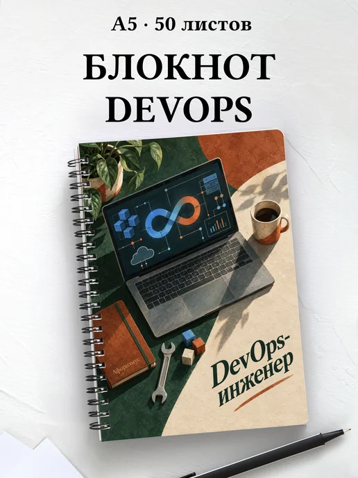 Блокнот DevOps-инженера с мотивирующими цитатами